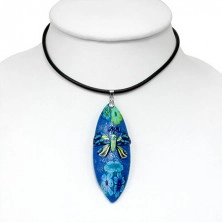 Fimo necklace - blue, glittered, butterfly motif