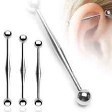 Ear piercing with wider center and ball heads