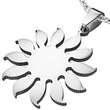 Pendant made of surgical steel - sunflower motif, silver colour