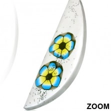 Earrings made of FIMO material - white tear, two coloured flowers, glitters