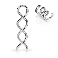 Steel ear piercing of silver colour - glossy contour of spiral
