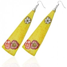 FIMO earrings - yellow triangles, flowers