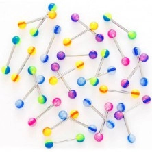 Tongue barbell - multi-coloured UV balls