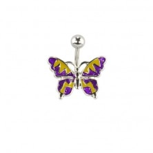 Steel navel ring - summery butterfly