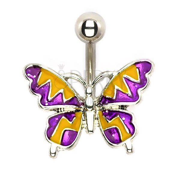 Steel navel ring - summery butterfly