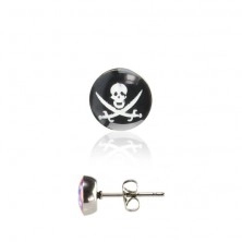 Surgical steel stud earrings - pirate symbol