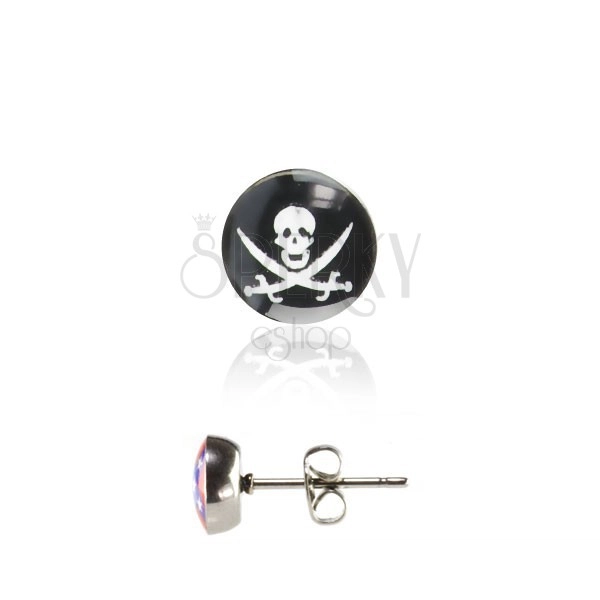 Surgical steel stud earrings - pirate symbol