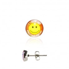 Stainless steel earrings - yellow smiley