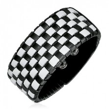 Black and white bracelet - braided chessboard pattern