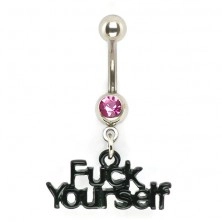 Navel ring zircon and F*ck Yourself letters