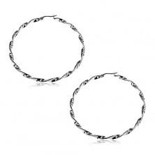 Earrings made of 316L steel - twisted circle in silver colour