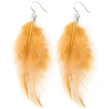Hook earrings - honey brown feathers