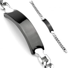 Stainless steel wristchain - black ID plate