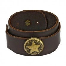 Brown leather bracelet - military star