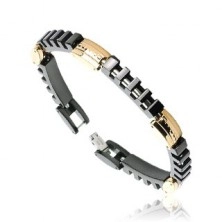 Steel bracelet - three tone rectangles