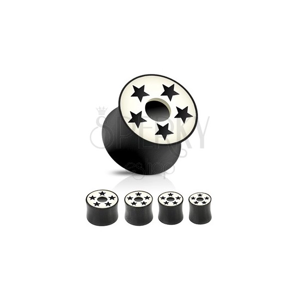 Saddle ear plug - black and white stars