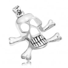 Surgical steel pendant - pirate skull, silver colour