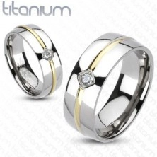 Titanium band - golden stripe, zircon