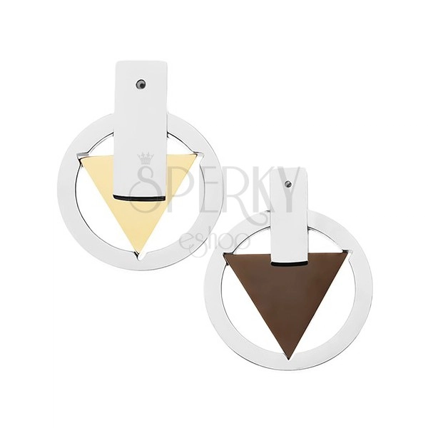Pendants for lovers - life circle, gold and black triangle