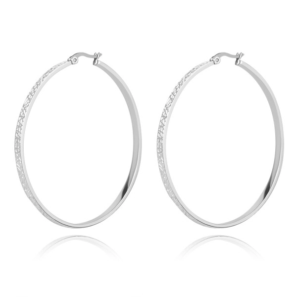 Earrings made of 316L steel - large patterned circles in silver colour