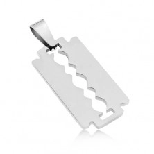 Surgical steel pendant - shiny razor blade in silver colour