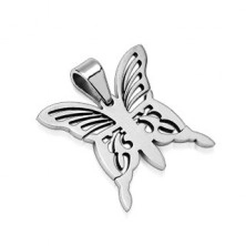 Surgical steel butterfly pendant - silver colour