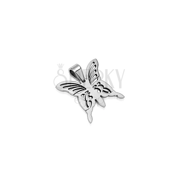 Surgical steel butterfly pendant - silver colour
