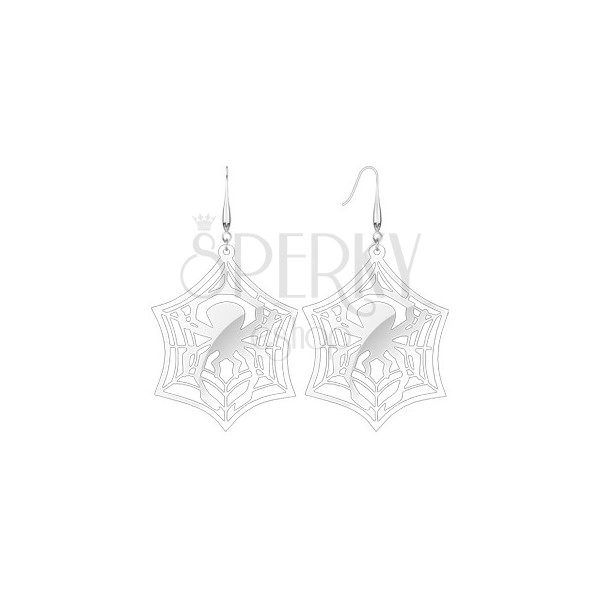 Dangle earrings - spider in a web