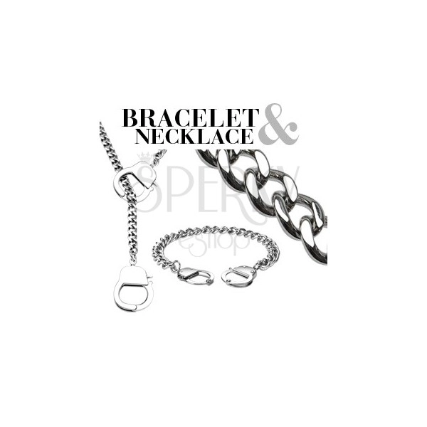Chainlet set - bracelet and necklace with handcuffs