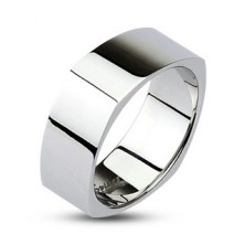 Angular steel wedding ring - shiny silver surface