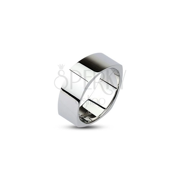 Angular steel wedding ring - shiny silver surface