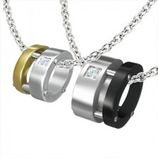 Couple pendants - elipse, gold, black, silver, zircons