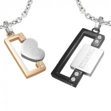 Steel pendants for lovers - rectangles, heart, ID plate