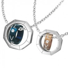 Couple pendants - nuts and rings in two colors