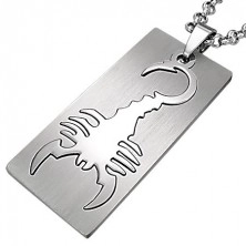 Pendant made of surgical steel, rectangle, motif - scorpion