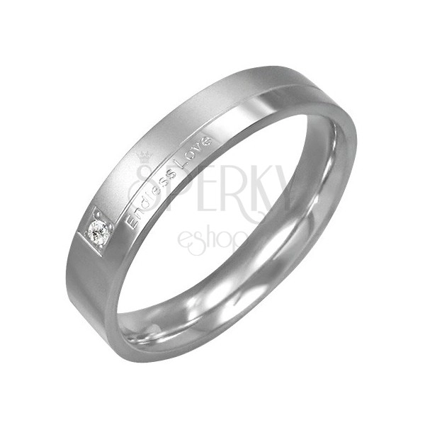 Engagement steel ring - Endless Love, zircon