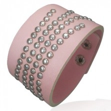 Pink studded artificial leather bracelet 