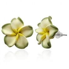 Green Plumeria - fimo earrings