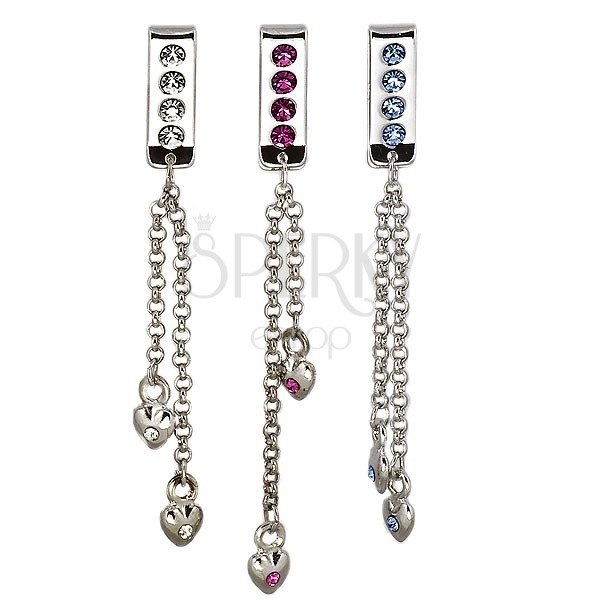 Swimsuit jewelry - dangle heart with zircon on chainlet