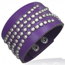 Purple bracelet - leather imitation, studded