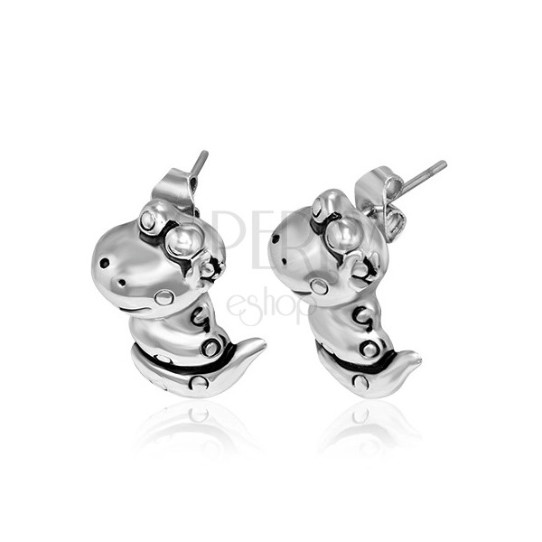 Stud steel earrings - smiling snake