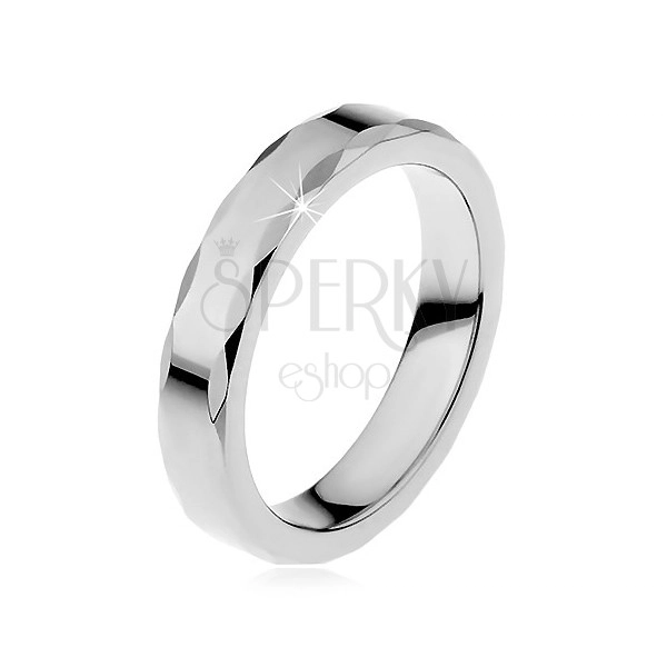 Tungsten ring with ribbon-shaped edge for women