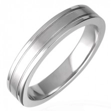 Steel ring with two engraved lines