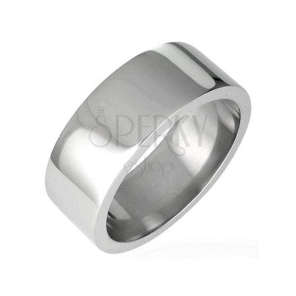 Shiny steel ring, flat - 8 mm