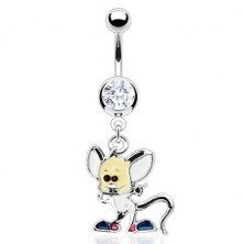 Steel belly button ring - colourful mouse