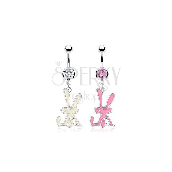 Surgical steel navel ring - rabbit