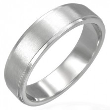 Stainless steel ring with matt central part