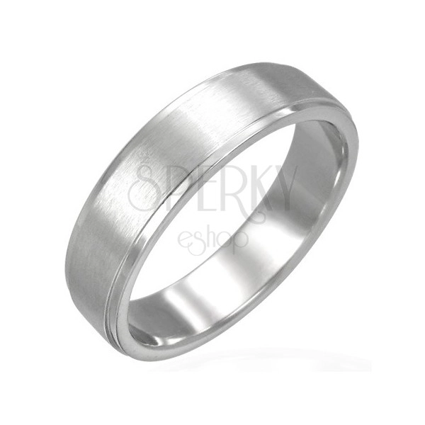 Stainless steel ring with matt central part
