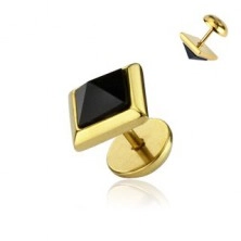 Fake plug - gold colour, onyx pyramid