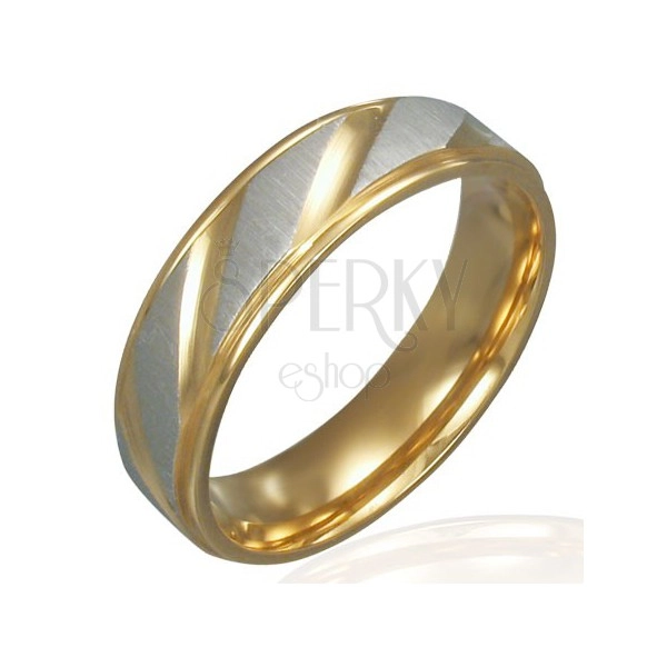 Stainless steel band - gold-silver colour, diagonal cuts